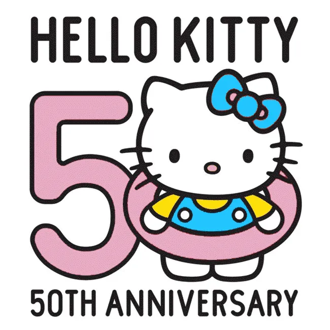 GIRL X HELLO KITTY 50TH ANNIVERSARY OG LOGO STICKER 3.75″ X 3″ PINK - Image 3