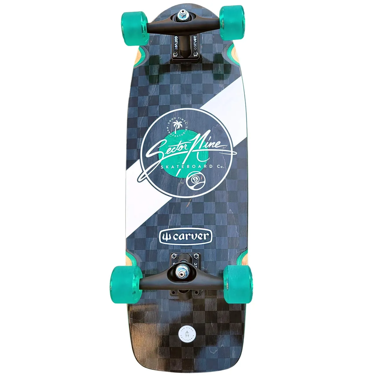 Carver Sector 9 Smash-It Surf Skate 9.8″ x 30″ WB – 16″ Black Stain – RAW CX CARVER TRUCKS - Image 2